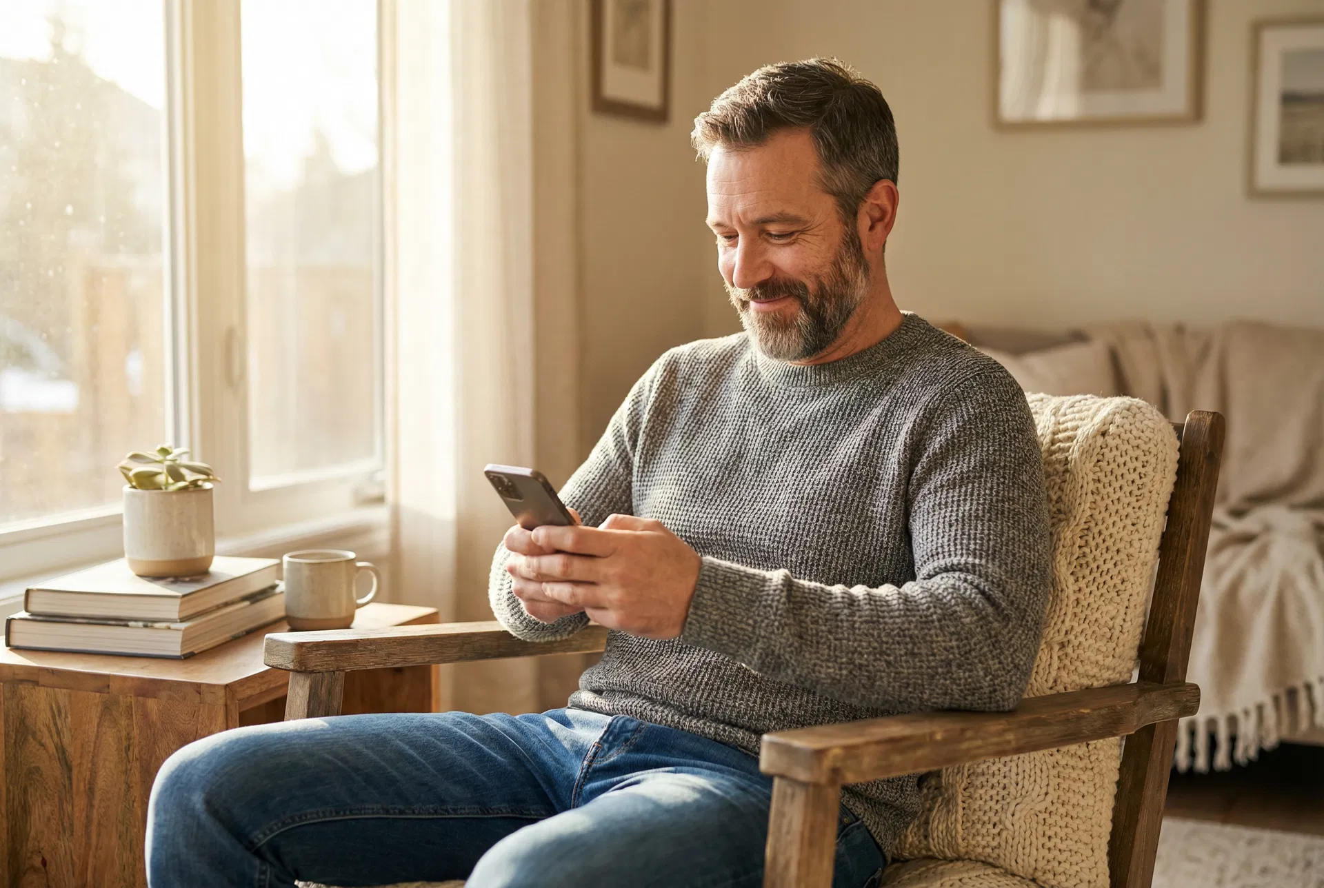 Man in peaceful meditation outdoors